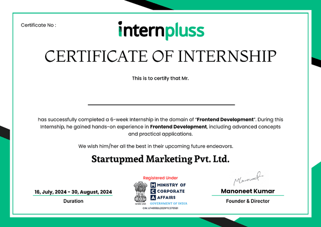 Internship Certificate